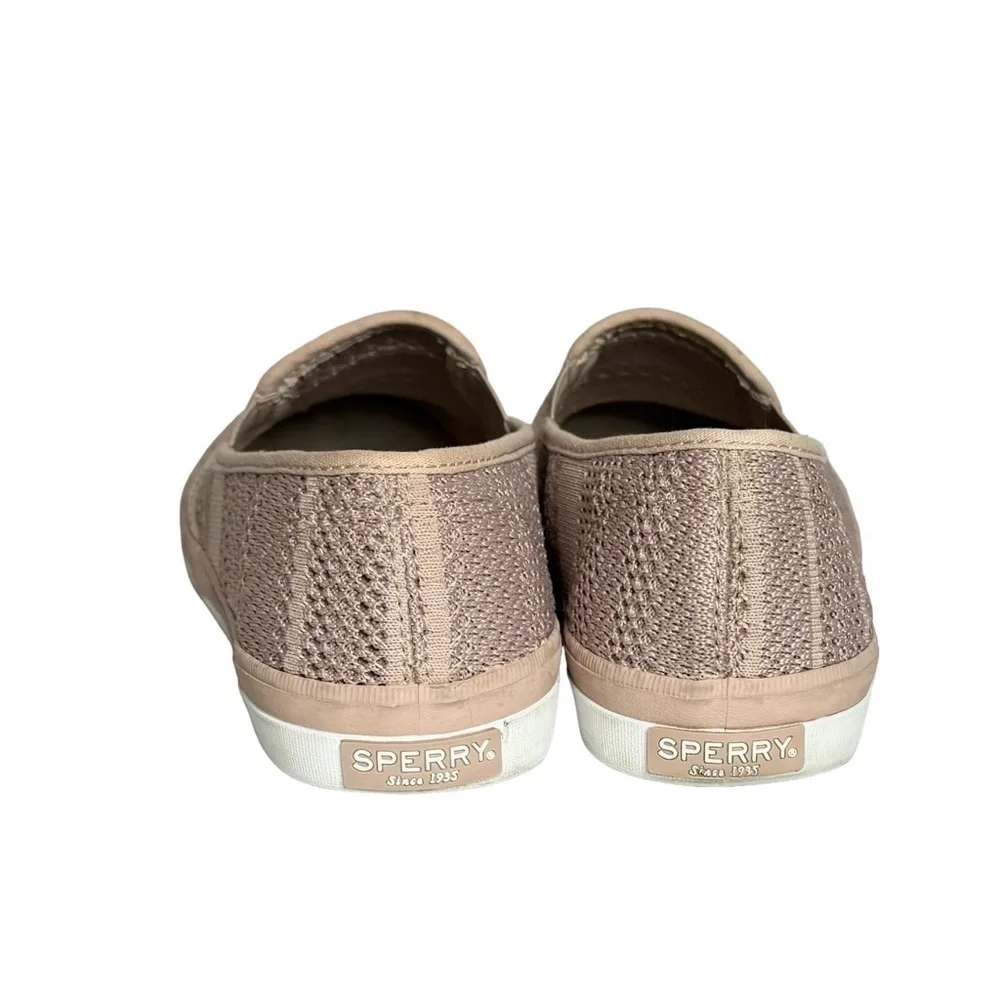 Sperry Seaside Striped Slip On Shoes Size 8 Knit Memory Foam Boat Shoe Pink EUC